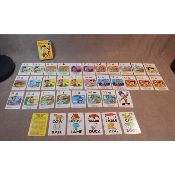 Vintage 1968 Walt Disney Pinocchio Word Card Game ED-U Cards Complete - Picture 4 of 8